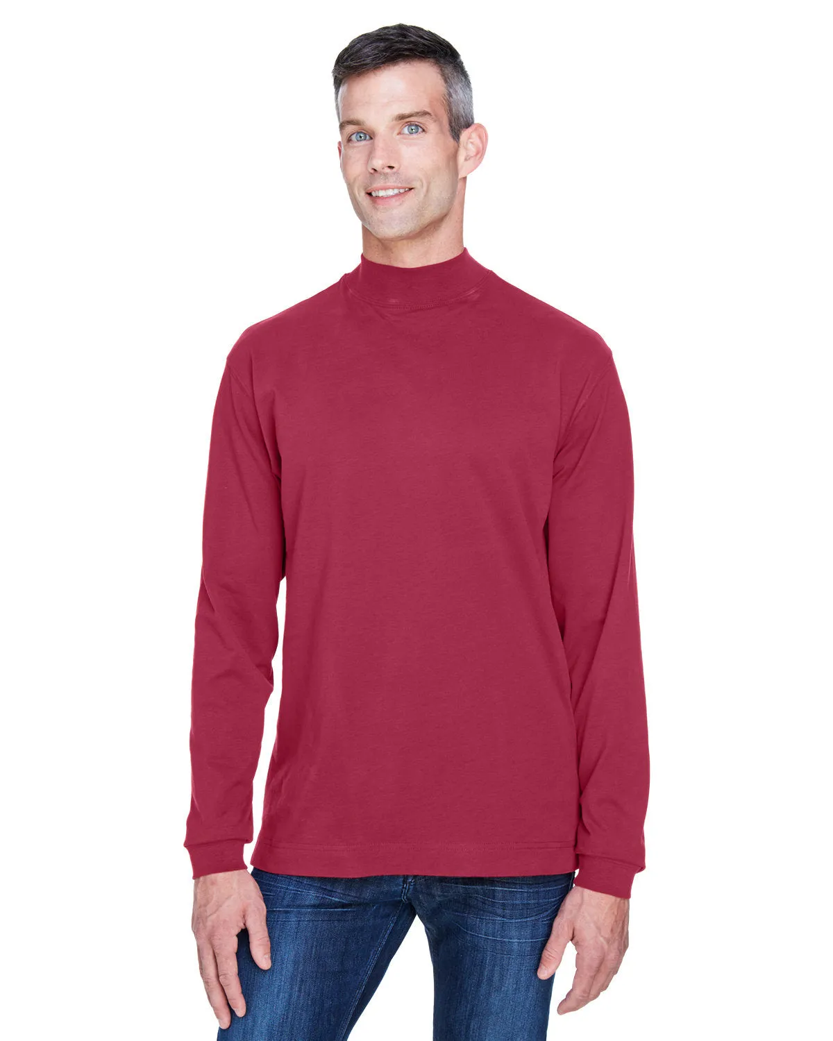 Adult Sueded Cotton Jersey Mock Turtleneck