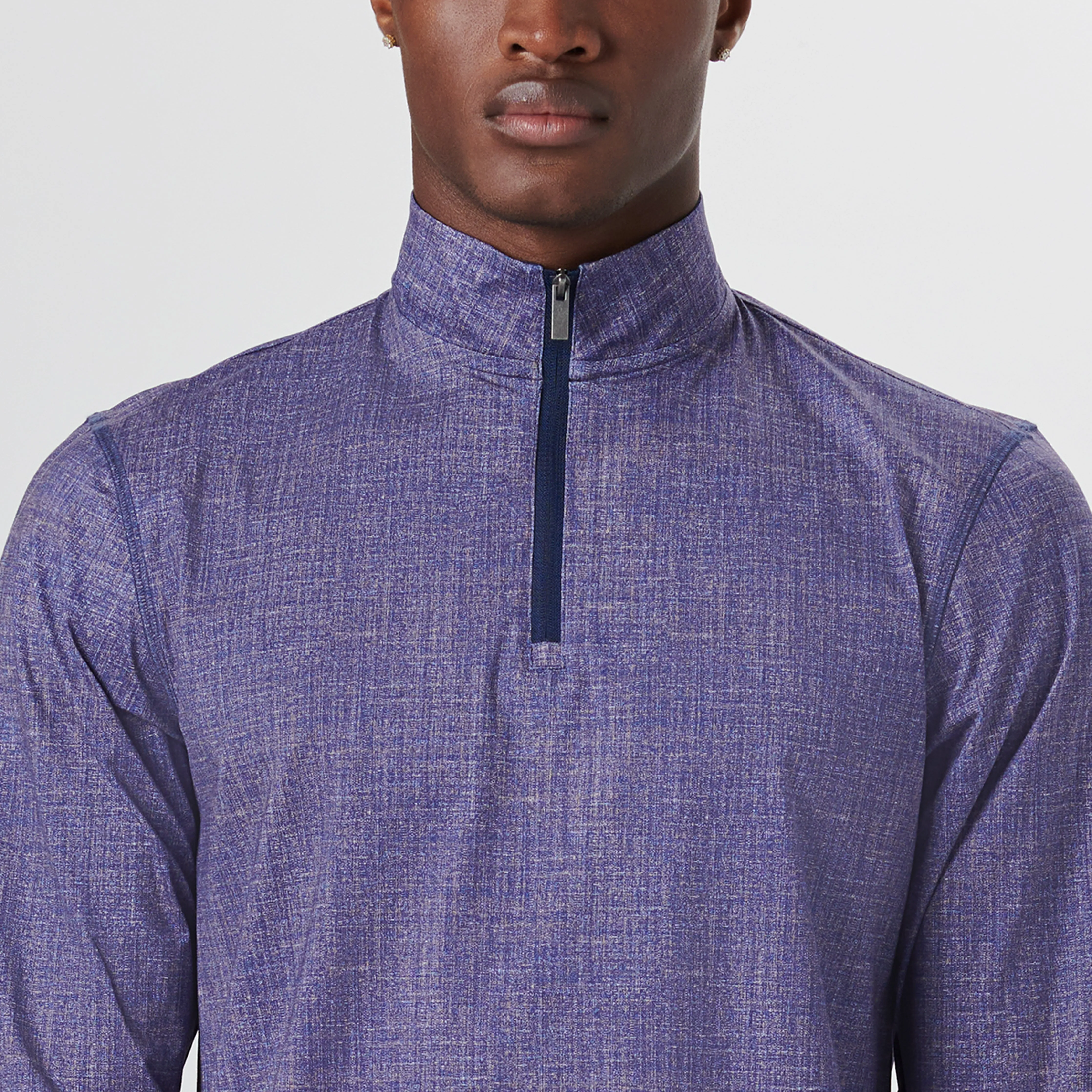 ANTHONY Chambray Print OoohCotton Quarter Zip Pullover