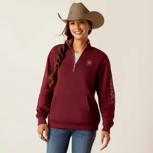 Ariat Women's Tawny Port Half Zip Logo Sweatshirt