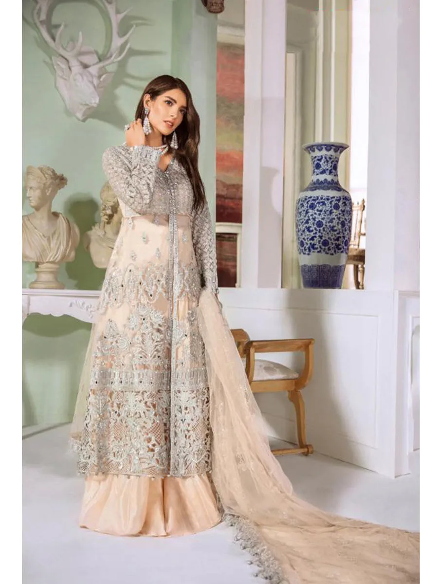 Azeen Light Peach Net Pakistani Suit