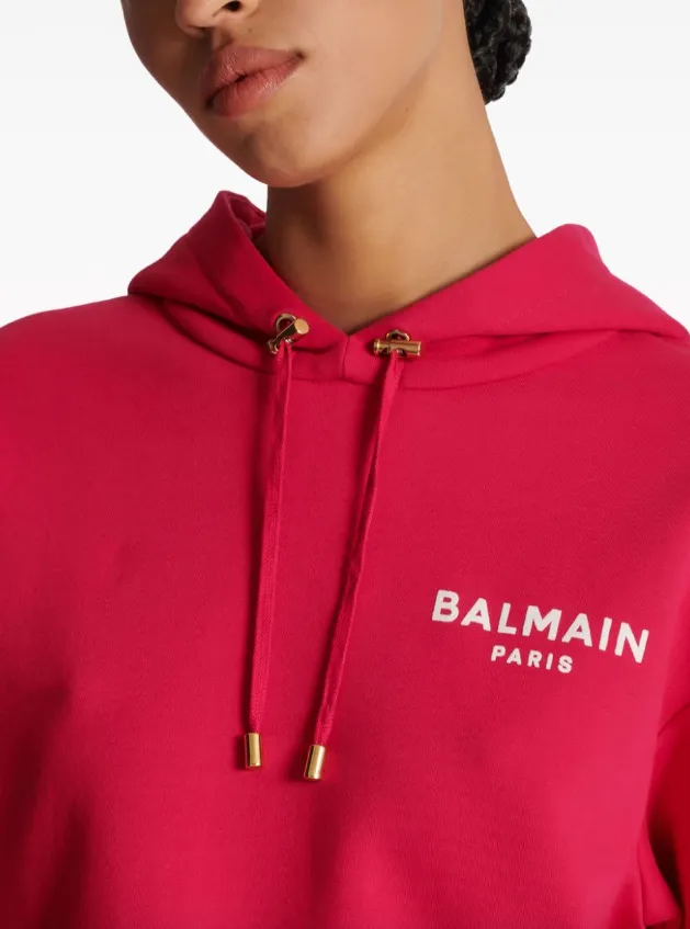 Balmain flocked logo hoodie