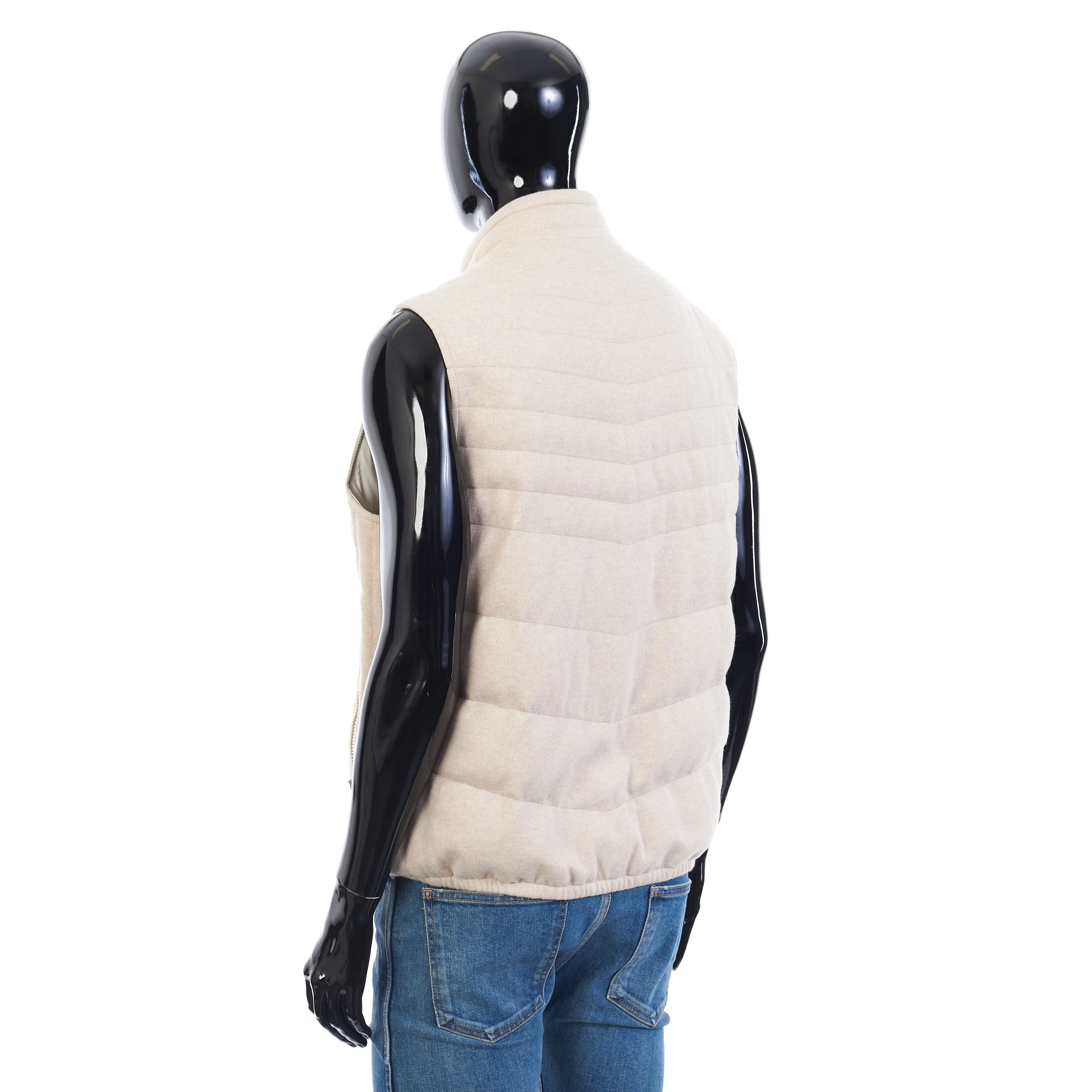 Beige Cashmere Down Vest - Bodywarmer Gilet