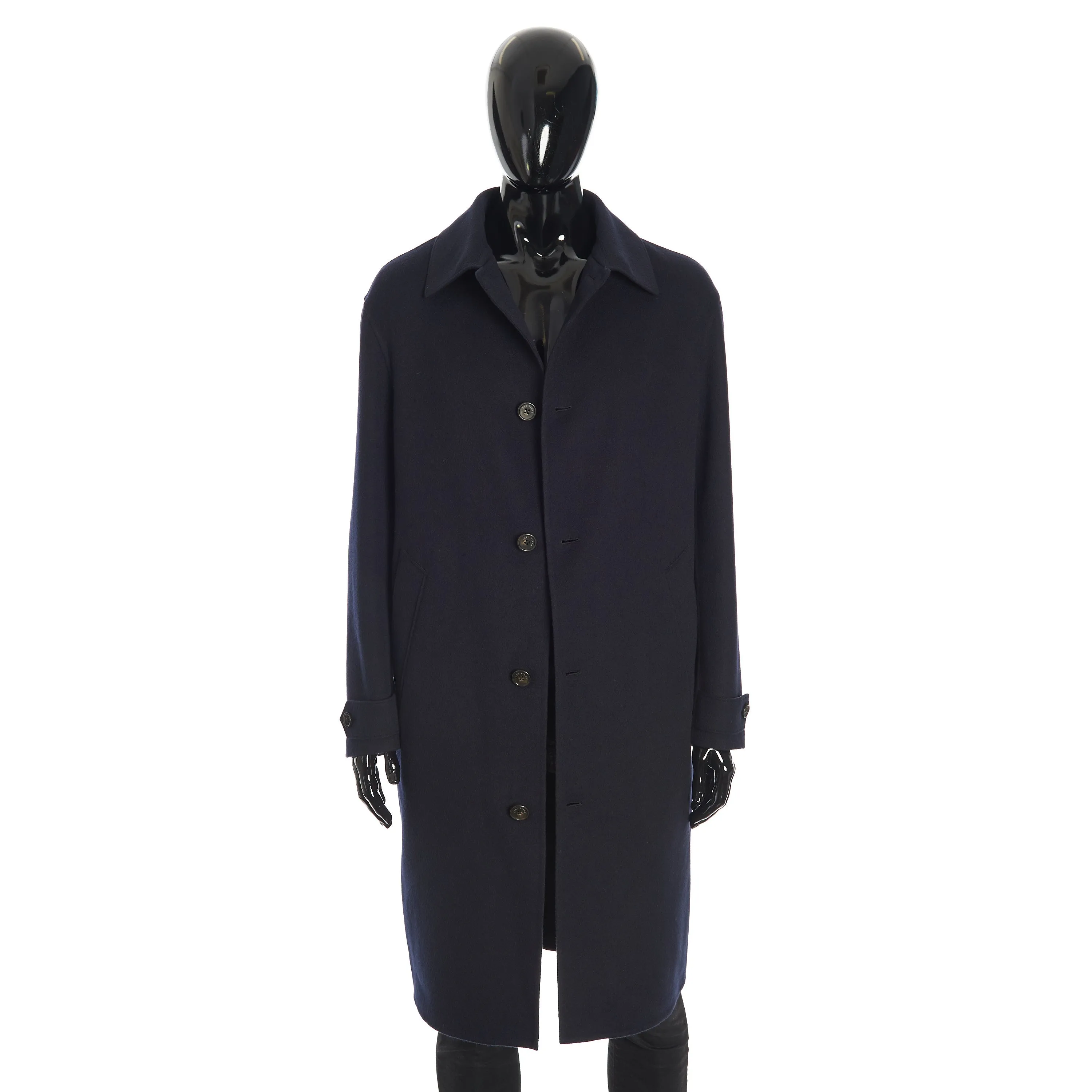 Bigli Coat In Navy Blue Double Faced Cashmere