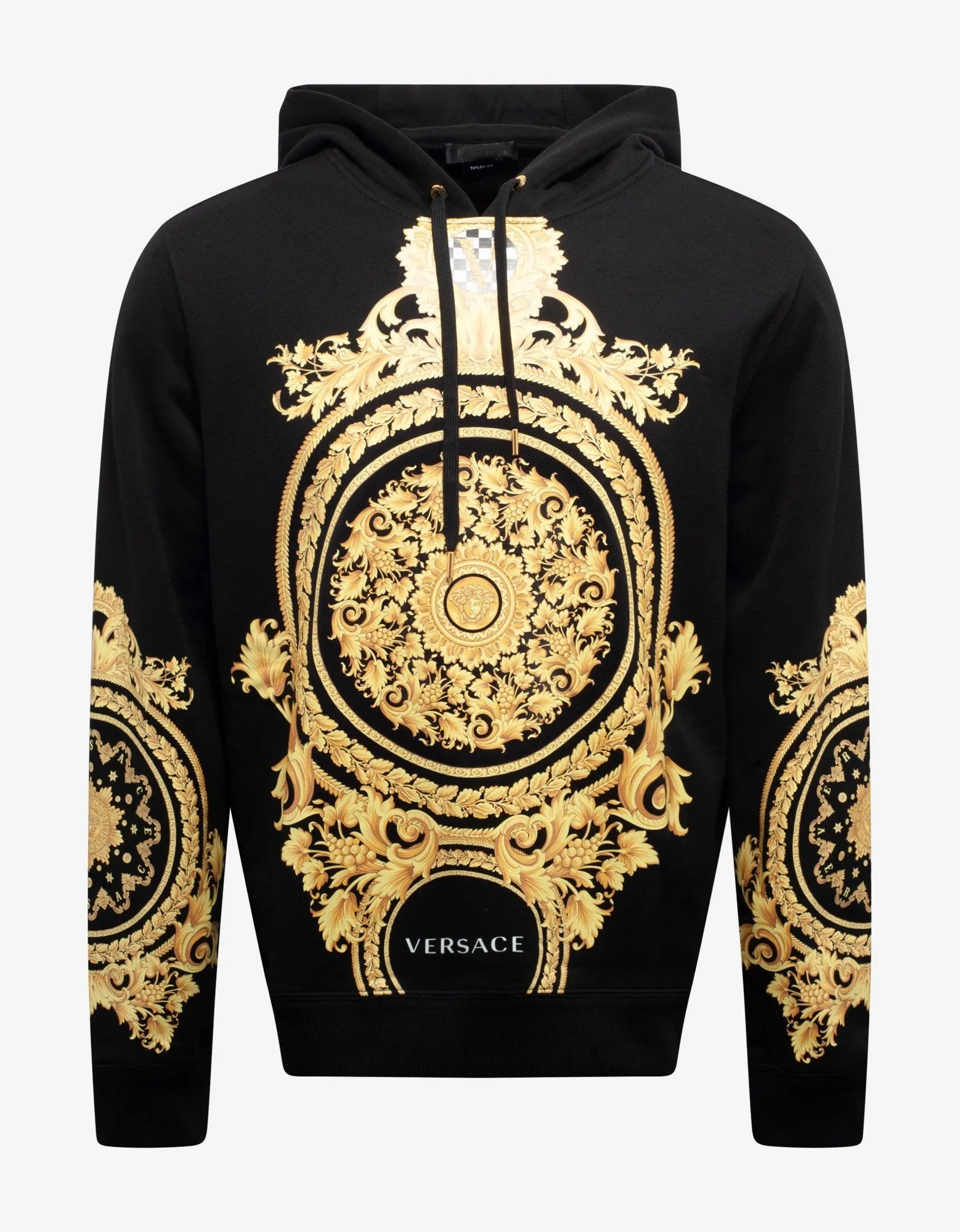 Black Barocco Print Hoodie -