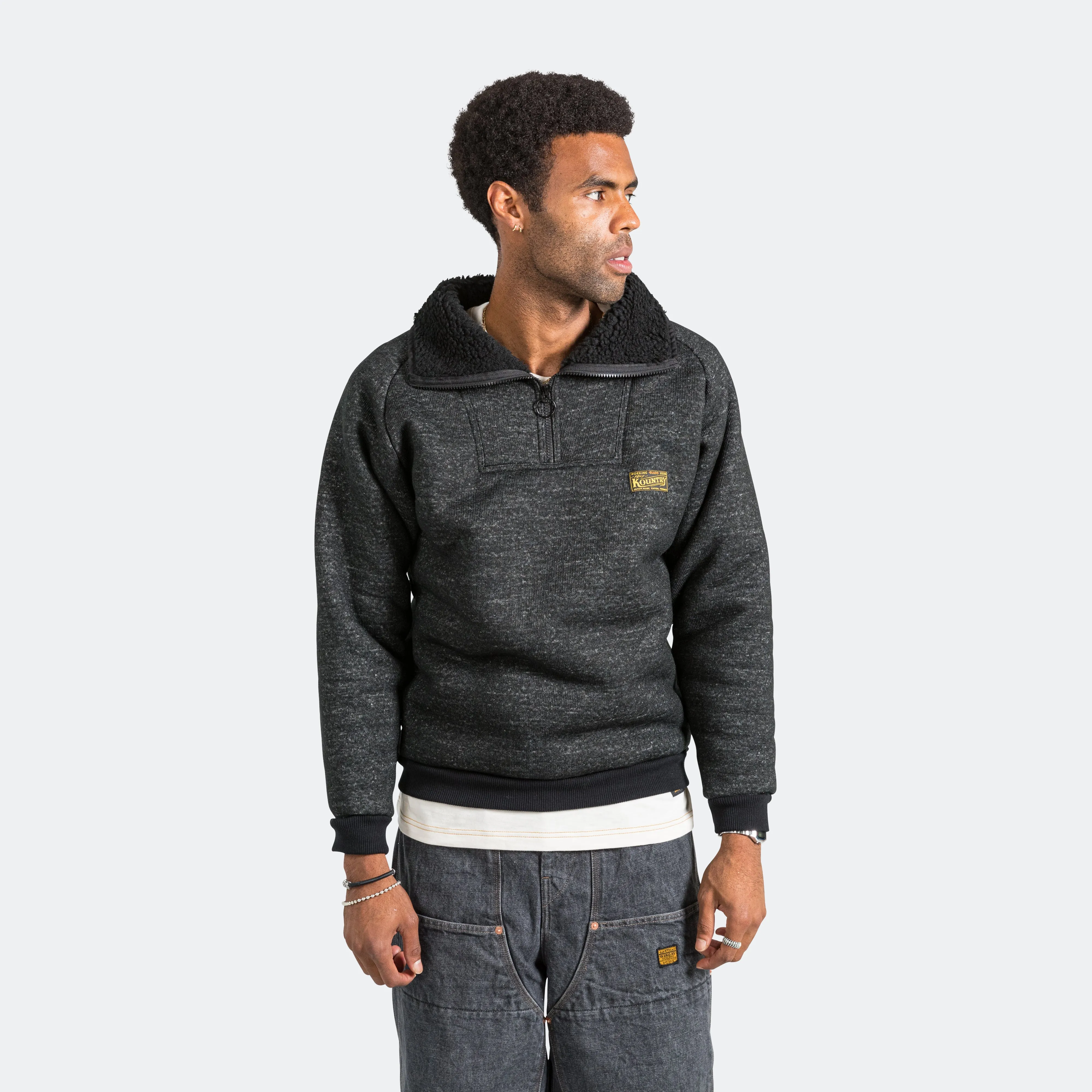 BOA Fleece ZIP Alpine Pullover - Black