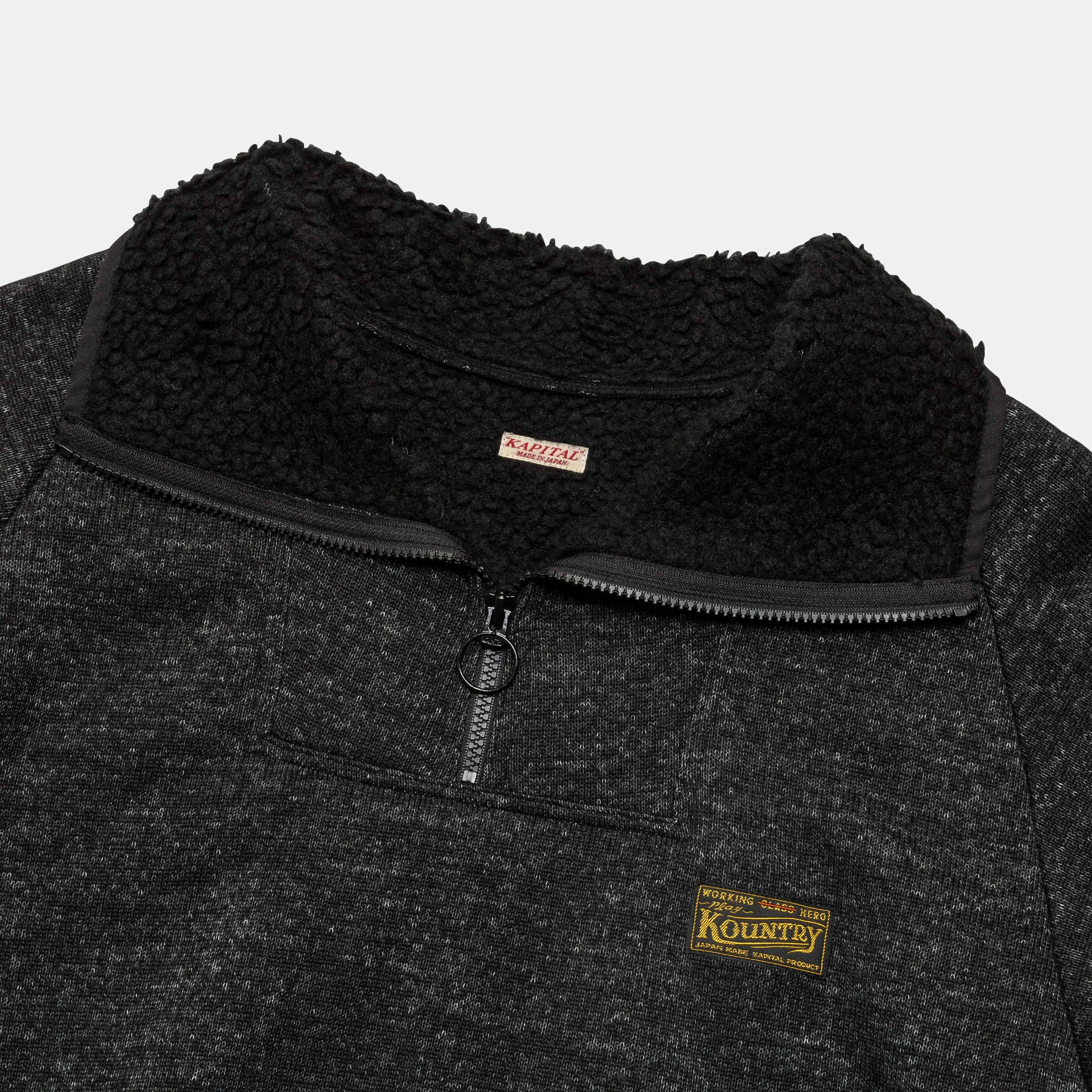 BOA Fleece ZIP Alpine Pullover - Black