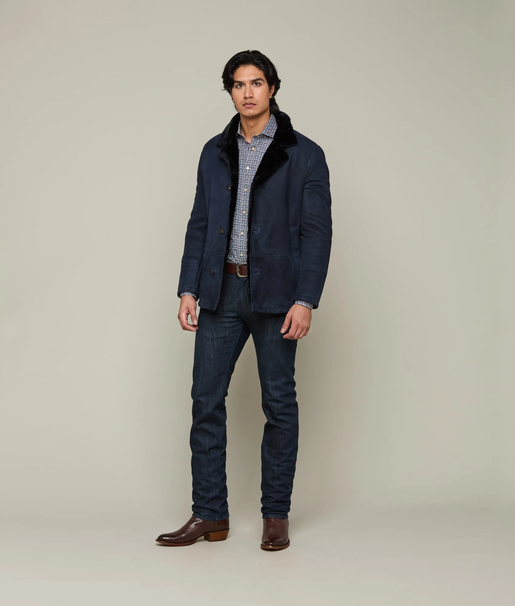 Bruce Shearling Coat :: Navy