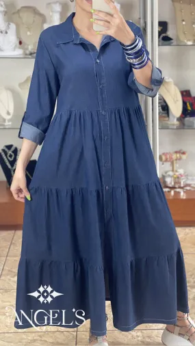 Button Down Maxi Denim Dress