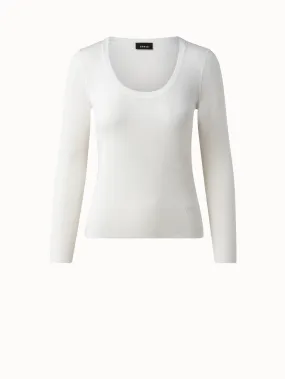 cashmere silk fitted scoop neck pullover