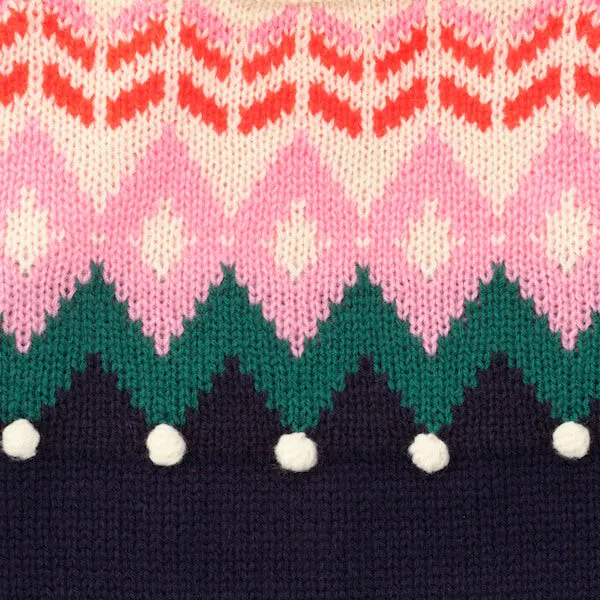 Cozy Fair Isle Pattern Bobble Knit Dog Sweater with Warmth Enhancing Design