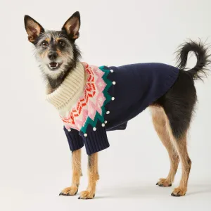 Cozy Fair Isle Pattern Bobble Knit Dog Sweater with Warmth Enhancing Design