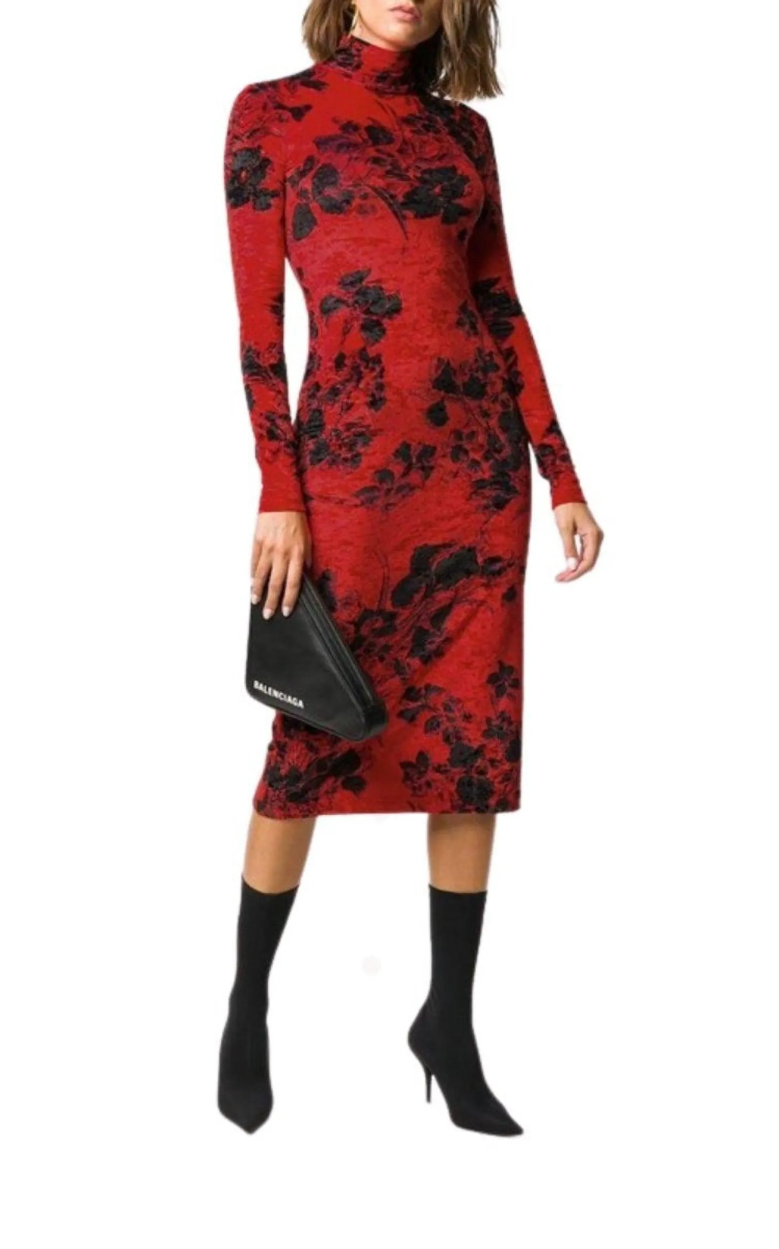 Floral-Print Turtleneck Dress