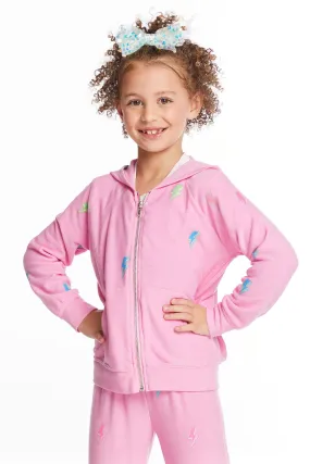 Glitter Bolts Girls Zipup Hoodie