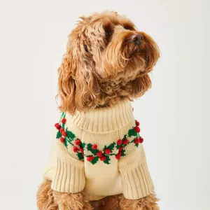 Certainly! Here’s a more optimized product title with descriptive modifiers:

Cozy Holly Bobble Knit Dog Sweater - Festive Warm Holiday Pet Apparel