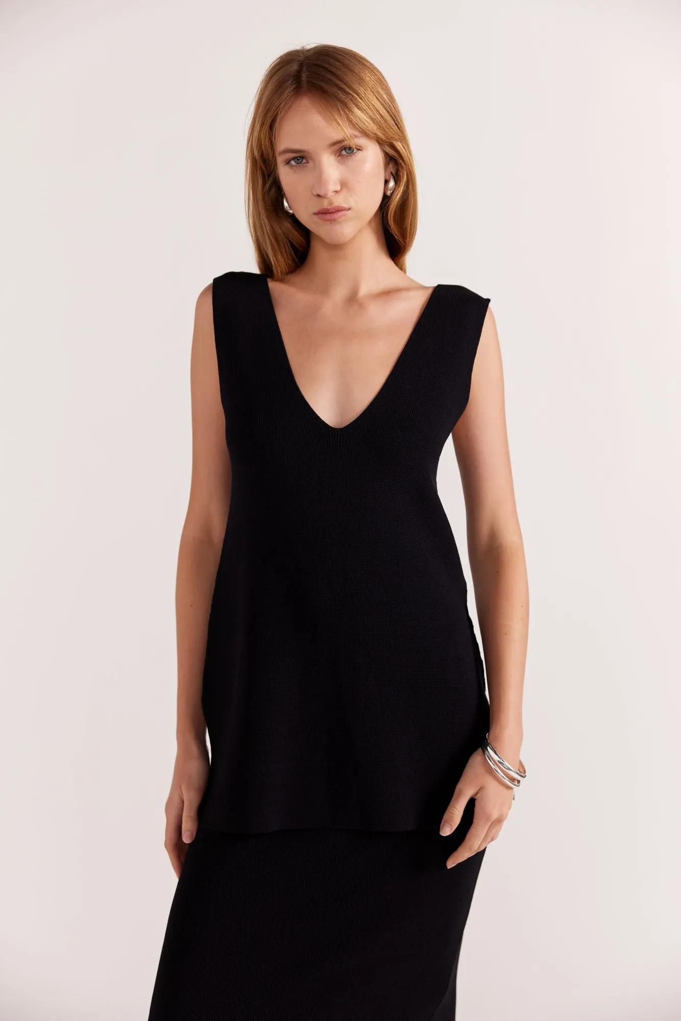 Kaia Knit Tunic Top | Black