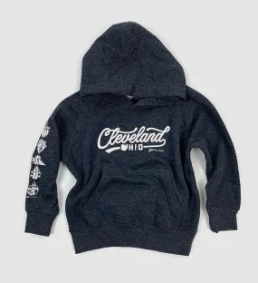 Kids Cleveland Script Pullover Hoodie - Navy