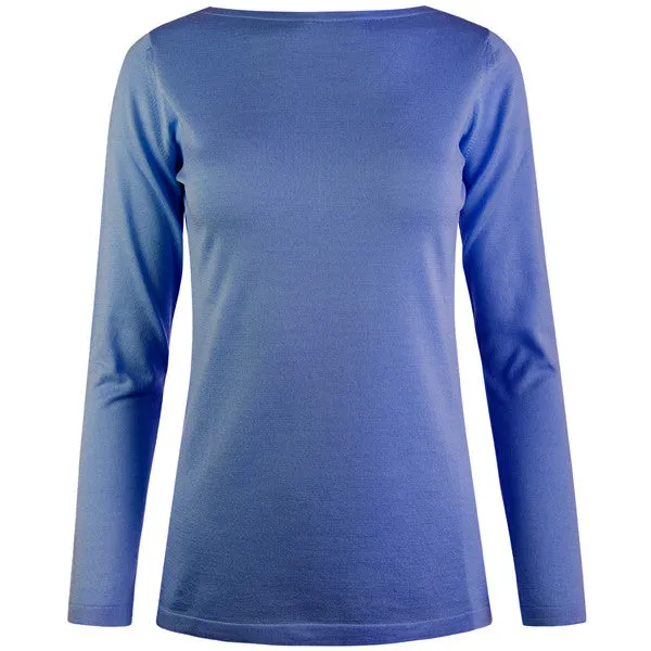 Long Sleeve Boatneck Pullover in Periwinkle