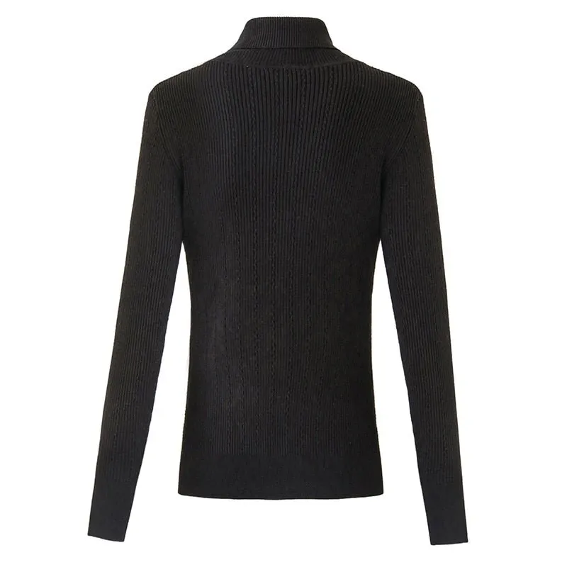 Pre Order:  Shoulder Buttons Turtleneck Knit Sweater