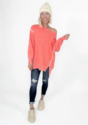 Vail Crewneck Pullover- CORAL